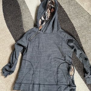 Womens gray hoodie with camo accents
